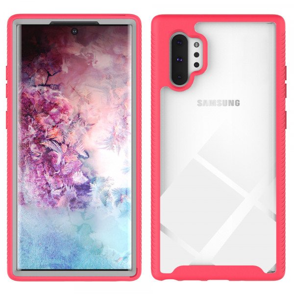 Wholesale Galaxy Note 10+ (Plus) Clear Dual Defense Hybrid Case (Hot Pink)